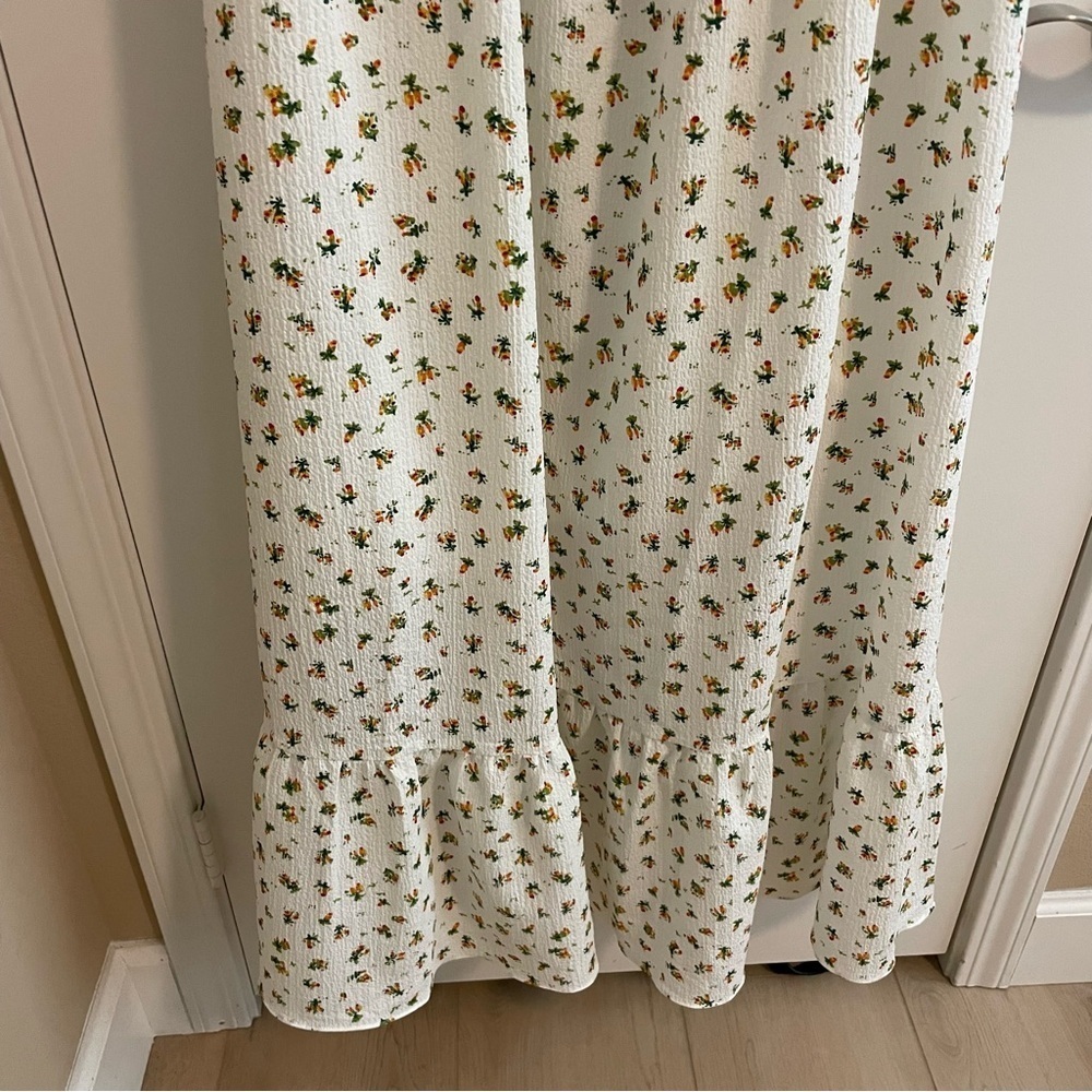 O.P.T. Ditsy Floral Print Smocked Maxi Dress White  Size Medium - Picture 6 of 10